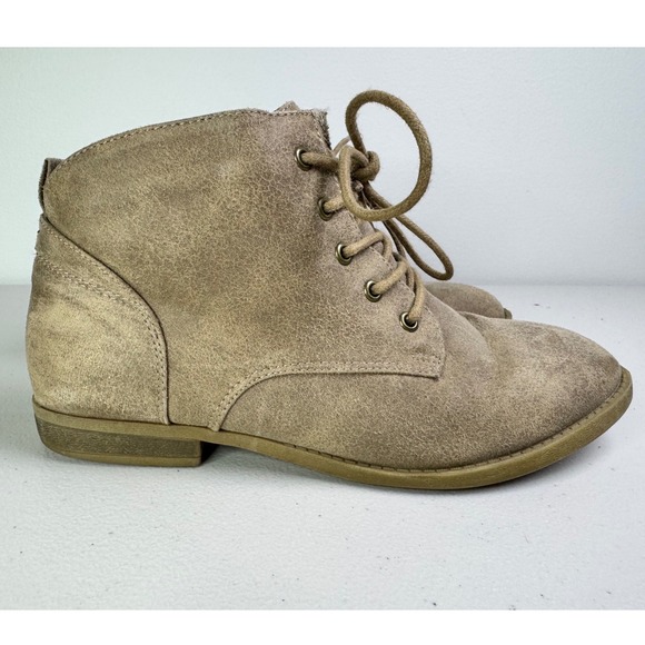 Shoes - Torrid Women's Tan Lace Up Side Zip Ankle Boots Taupe Size 8